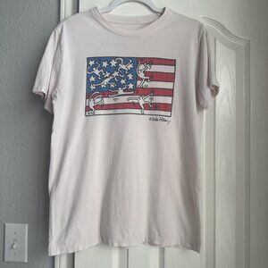 Keith Haring American Flag T-Shirt Cream Adult Small/medium Cotton Pop Art